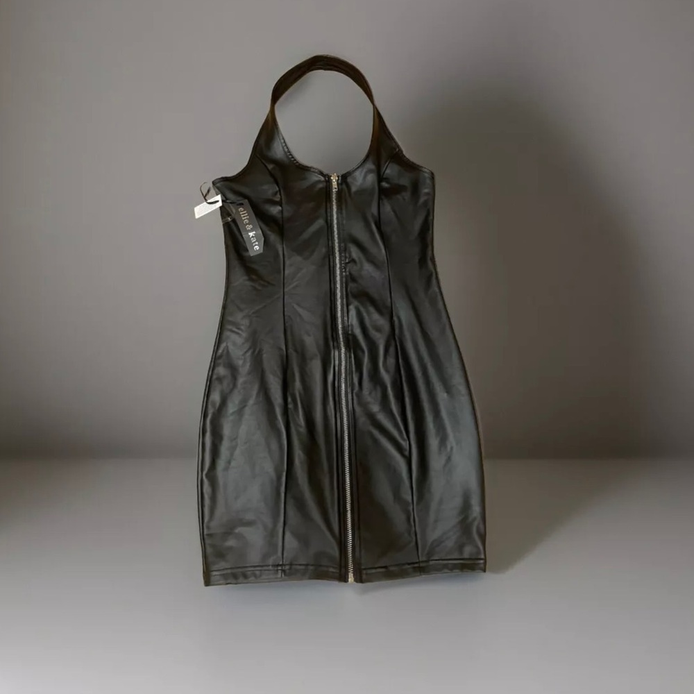 Ellie And Kate Sexy Faux leather Zipper Dress s nwt